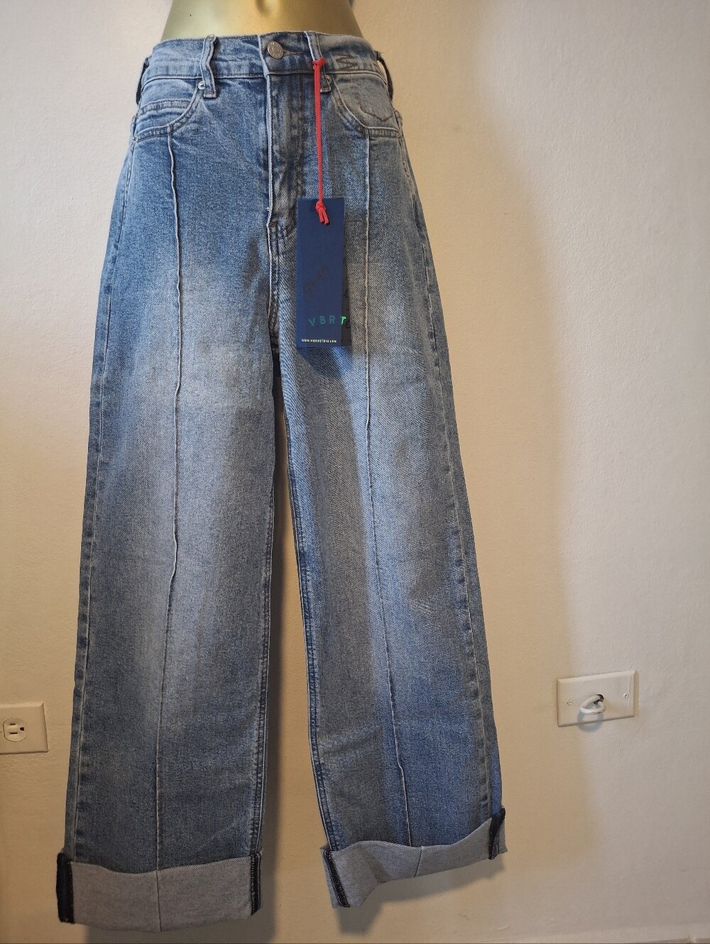 Vibrant Light Blue Wide Leg Flare Jeans